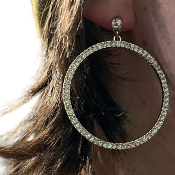 Cubic Zirconia Hoop Earrings - Picture 4 of 5